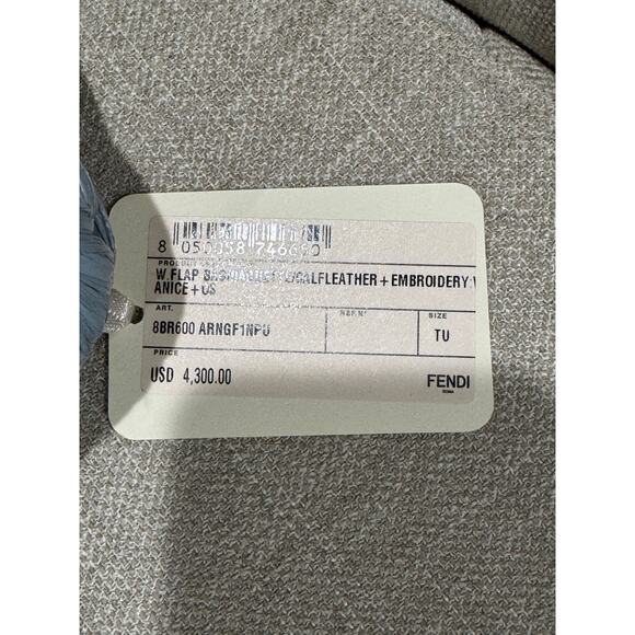 Fendi Iconic Medium Baguette Bag Light Blue Raffia Interlace Leather – NWT - Picture 6 of 10